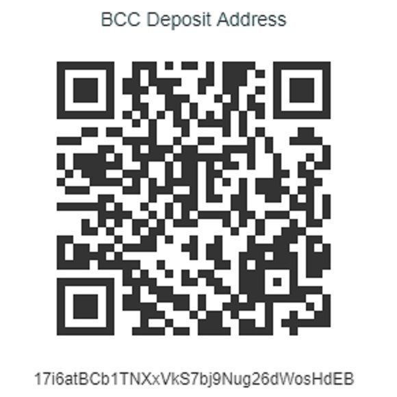 BitCoin Cash (BCC) Deposit Address Code
